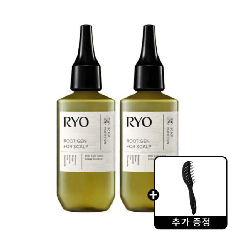 (최종결제가21360원)려 루트젠 탈모증상전문케어 두피에센스 80ml 2개 +려 루트젠 헤어 브러쉬 슬림형