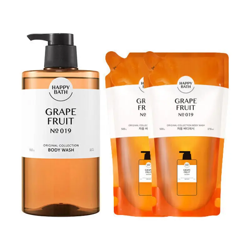(최종결제가11780원)해피바스 오리지널컬렉션 자몽바디워시 910g 1입 + 리필팩 500g 2개