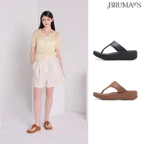 브루마스 소가죽 아치 커브드 플리플랍 -...