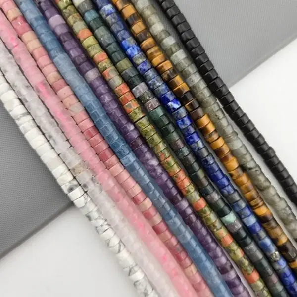 비즈톡 J1-305-00원석 원통 막대 4x2.5mm 천연석 12종 모음 반줄(약18cm)