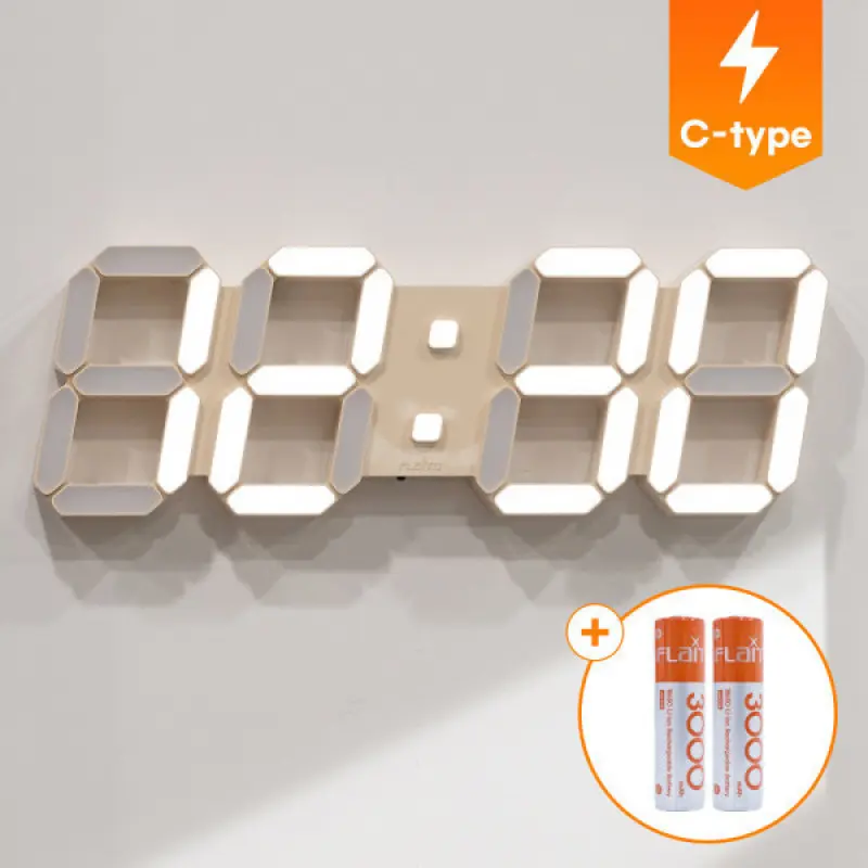 하이브리드 유무선 C타입 인테리어 무소음 디지털 LED 거실 벽걸이 벽시계 38cm 개업벽시계 배터리2개증정