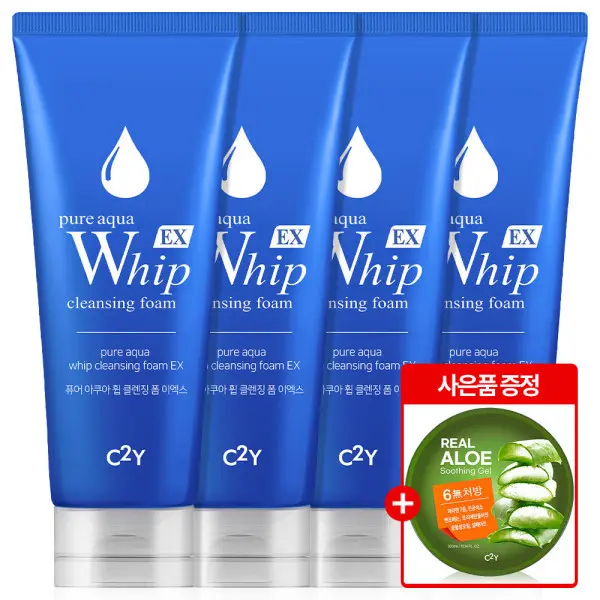 (뷰티쿠폰) 아쿠아 휩 EX 폼클렌징 225ml 4개 + 수딩젤 1개 클렌징폼 세안제 딥클렌징