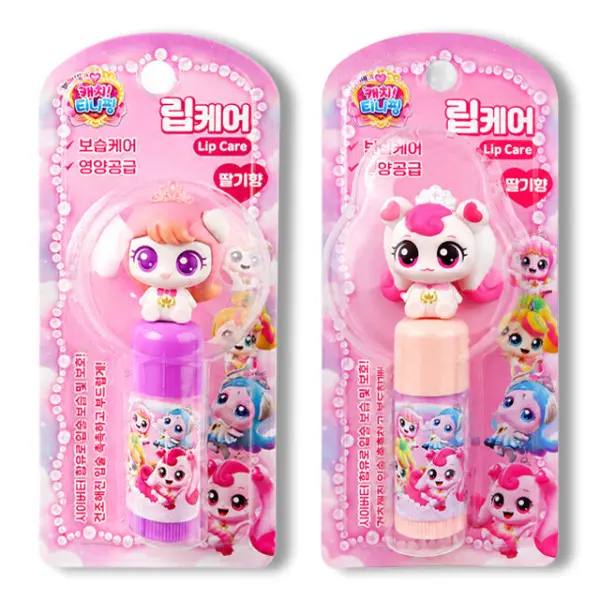 캐치티니핑 립케어 딸기향 3.8g 하츄핑+아름핑 시어버터 함유 촉촉한 입술 캐릭터 립밤