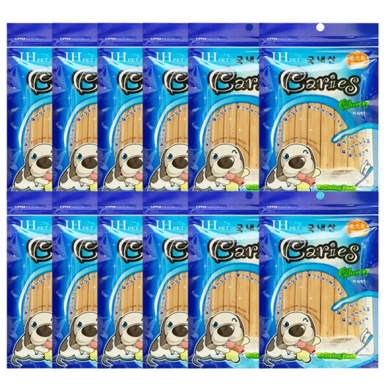 국내산 카리에스 먹는치약껌 강아지껌 덴탈껌 6P 12개 강아지 먹는치약껌 치석치아건강관리