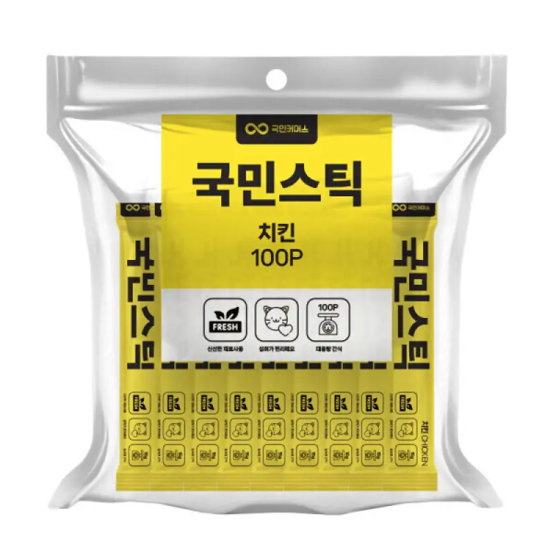 국민스틱 모음전 치킨맛 연어맛 참치맛 15g x 100개  고양이간식 츄르 추르 쮸르