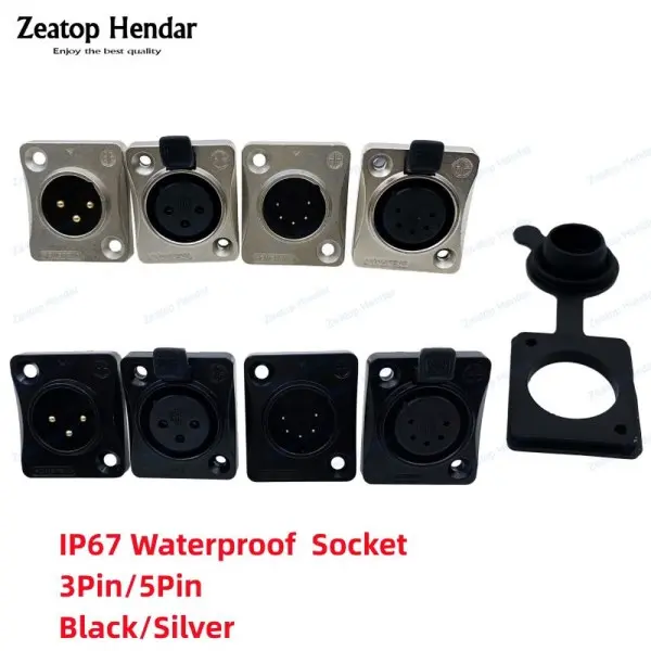 1Pcs 3Pin 5Pin XLR 남성 여성 소켓 IP67 방수 방진 커버 야외 성능 밸런스드 오디오 커넥터