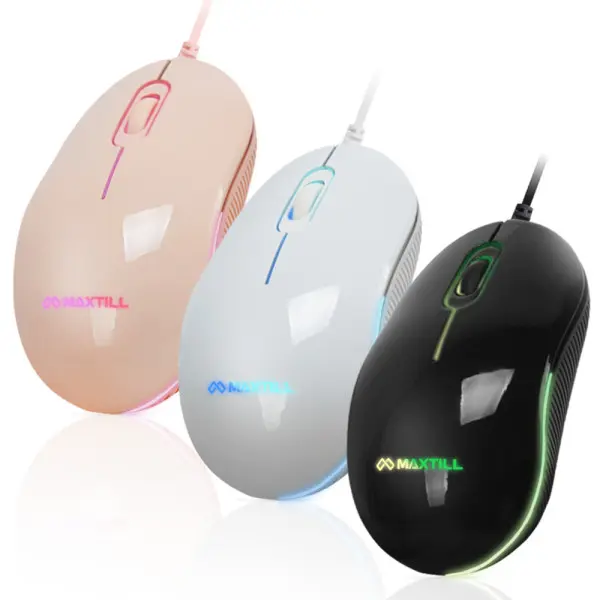 [맥스틸]MO-M101U 무소음 유선 마우스 RGB LED 게이밍 게임 PC방 사무실 독서실 게임방 컴팩트 초경량 귀여운 (9,900원/무료)