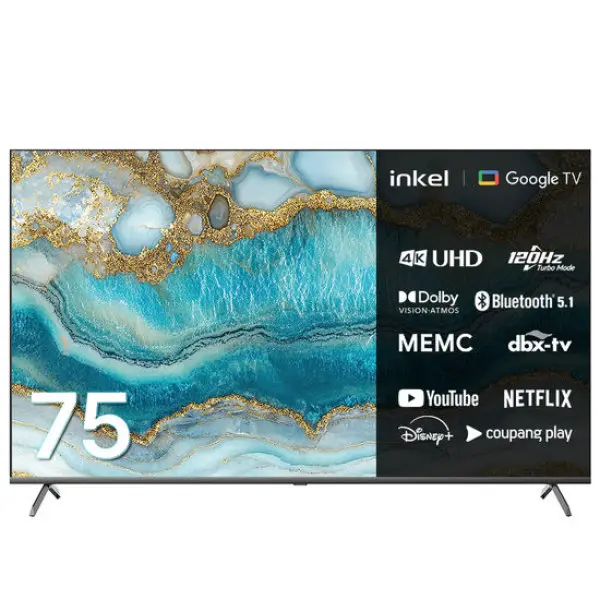 인켈TV DLG120Hz 4K UHD 스마트TV 75인치 SD750CH 스탠드 설치배송