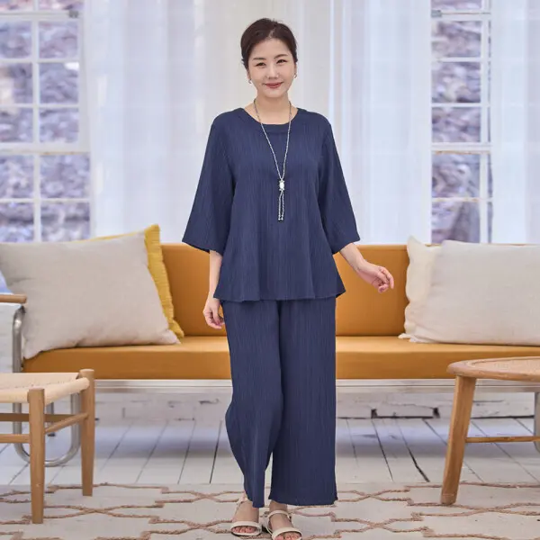 이브바바 여성 여름 인견 루즈핏 7부 상하 플리츠세트 중년 엄마옷 (쿠폰가 22,410원/무료)