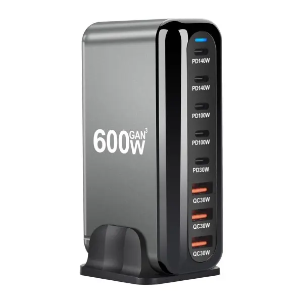 새로운 600W GaN 고속 충전 3 0 USB Type C 충전기 8개 포트 포함 휴대폰 및 태블릿용 5C3A PD 충전기 휴대