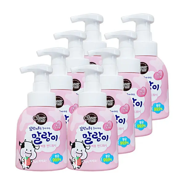 [샤워메이트]애경 샤워메이트 말랑이 버블 핸드워시 딸기우유향 300ml 8개 손세정제 (쿠폰가 31,900원/무료)