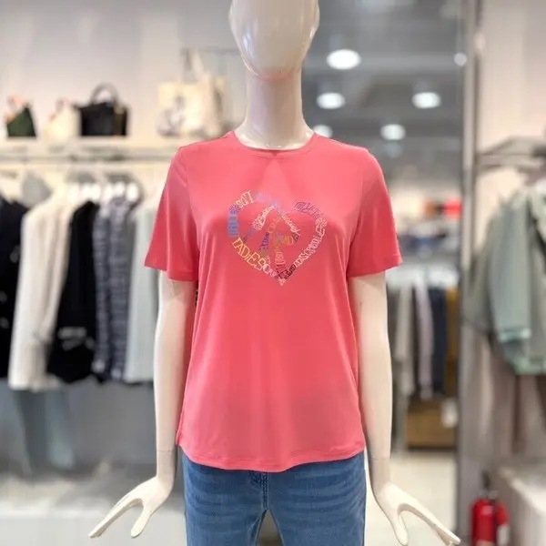 [크로커다일]레이디 하트 아트웍 라운드넥 티셔츠 CLFMTS913_DG (쿠폰가 18,300원/3,000원)