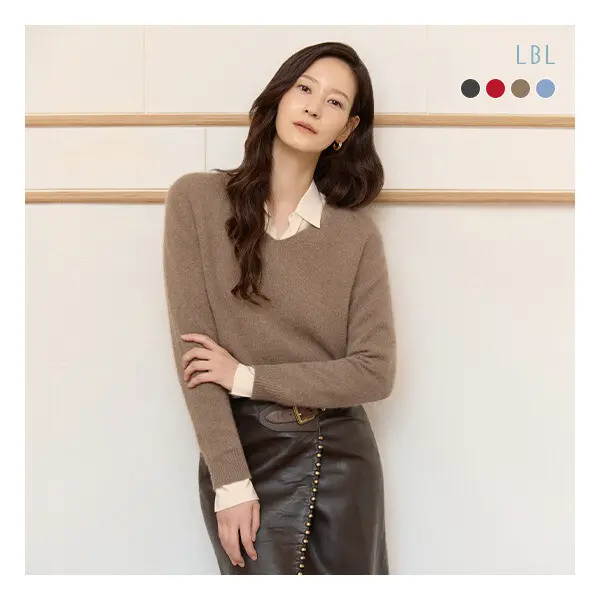 LBL (26FW) 퓨어라쿤100 V넥 니트
