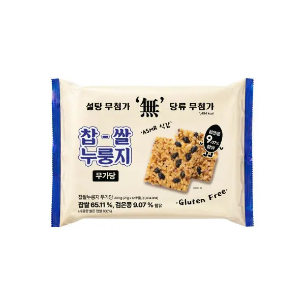 찹쌀 누룽지 쌀과자 스낵 무가당 300g(25g x 12봉) 5팩 개별포장