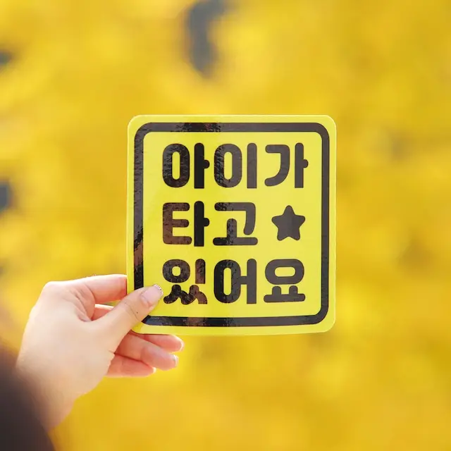 보초왕 초보운전 스티커 자석 고휘도 반사 시트 탈부착 자동차 차량용 아기가 타고 있어요