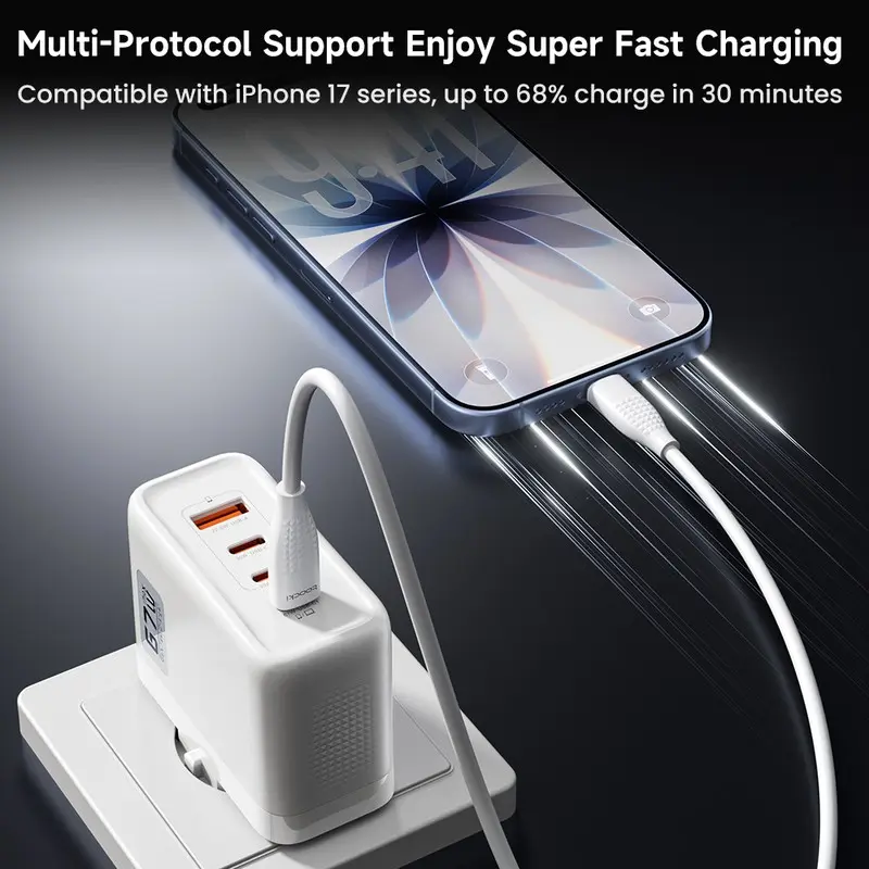 Toocki 67W GaN 접지형 USB C 휴대폰 충전기 어댑터 PPS PD SFC3.0 초고속 충전기 (삼성 S26, 버즈, 아이폰