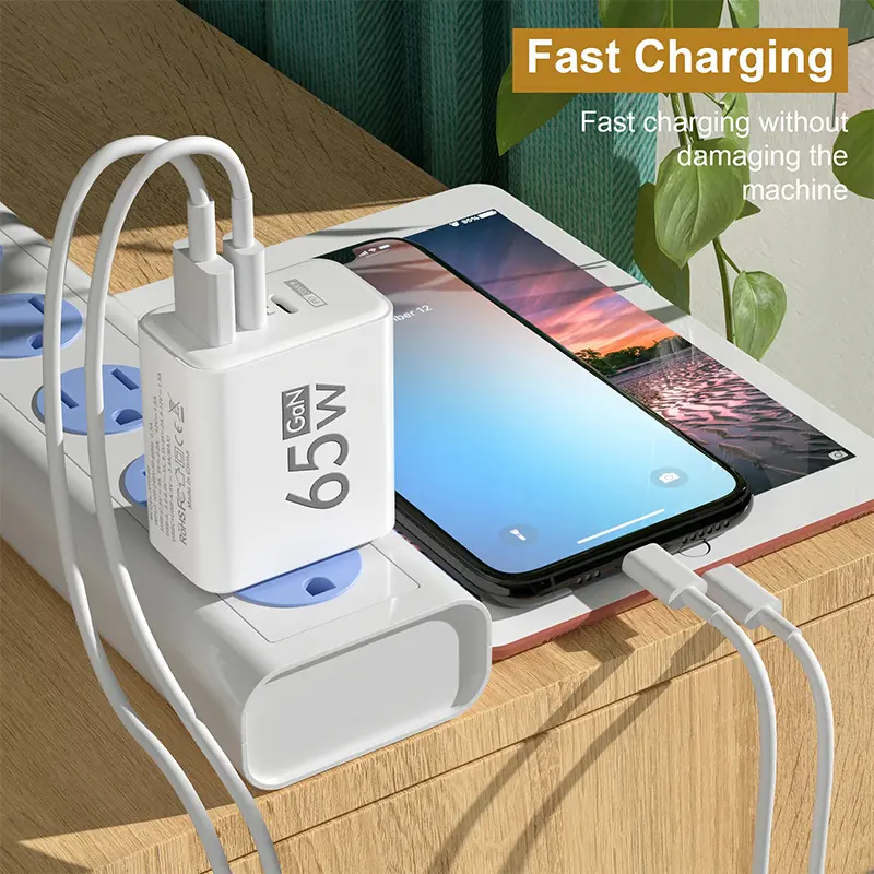 GaN 고속 충전 65W USB 유형 C 충전기 EU KR PD 3.0 iPhone 15 용 전화 어댑터 용 빠른 충전 벽 Xiaomi