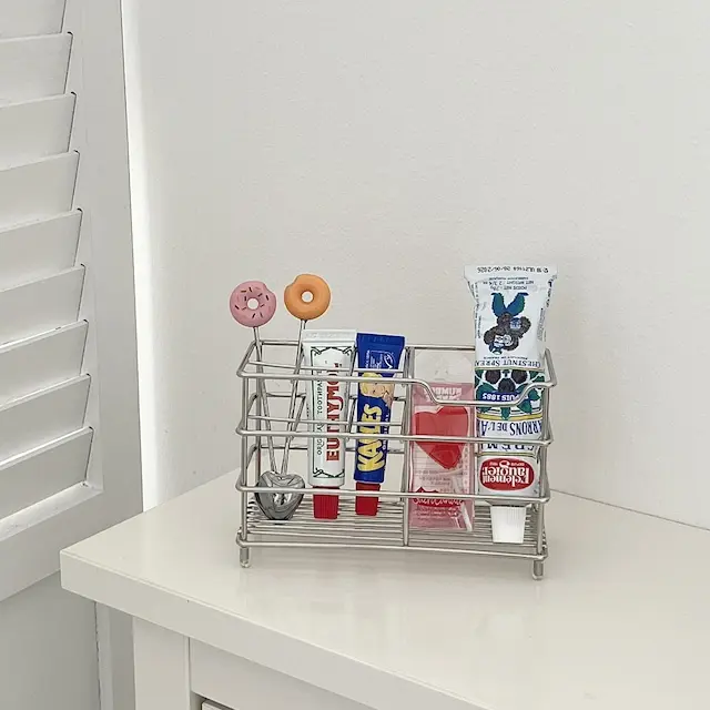 스텐 심플 치약 칫솔꽂이 6구 2colors + 벽걸이 접착스티커 2매