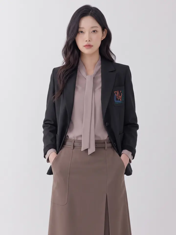 피어로즈 아웃포켓 자수 싱글버튼 자켓 LFJKO991_NA