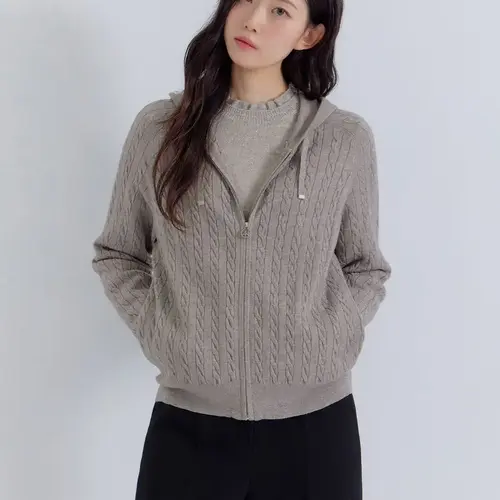 (3컬러) 꽈배기 후드 집업 가디건 LCKTPA22