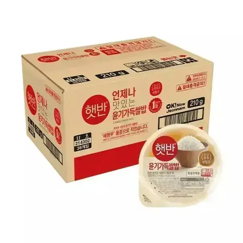 [CJ] 햇반 윤기가득쌀밥 210g, 36입, 1개