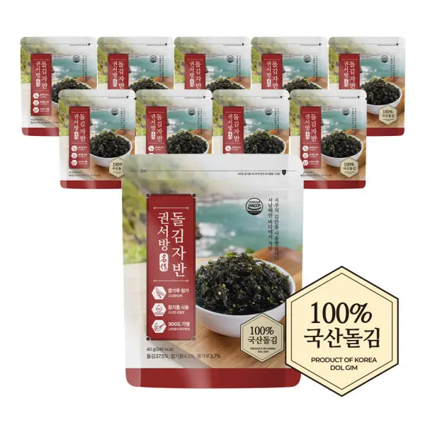 권서방 돌김자반 40g x 10봉 / 100% 국내산 원초