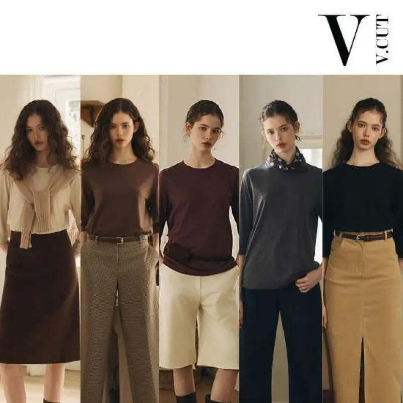 BEST 최신상 브이컷 26FW 코튼 튜블러 7부소매 티셔츠 5종
