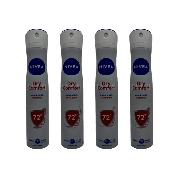 니베아 데오드란트 스프레이 드라이 콤포트 200ml x 4개 파우더향 여름철 땀케어 땀관리