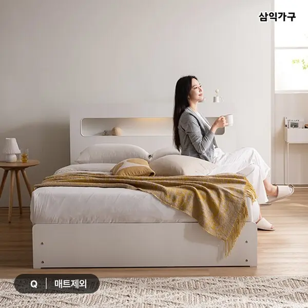 레이즈 LED 4단 수납 침대매트제외-퀸...