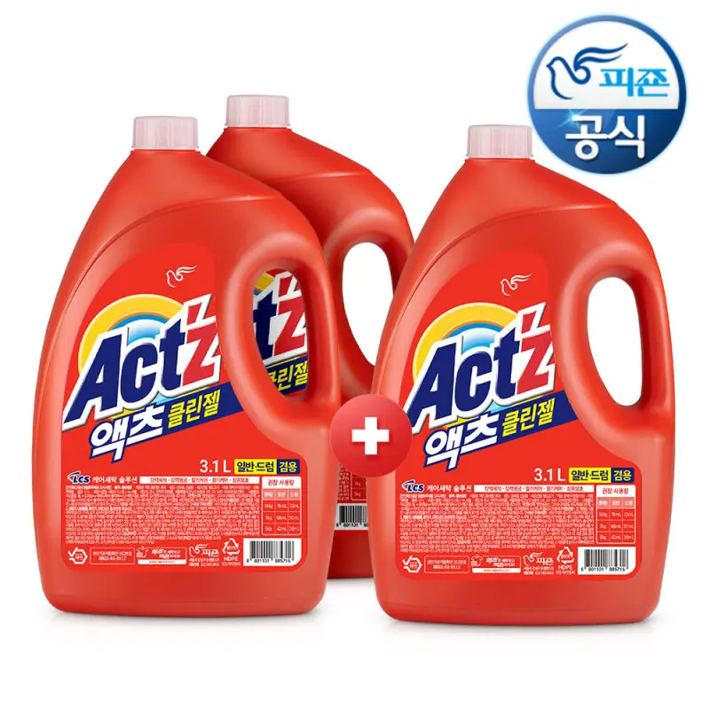 액체세제 액츠클린젤 겸용세제 3.1L x2개+1개p