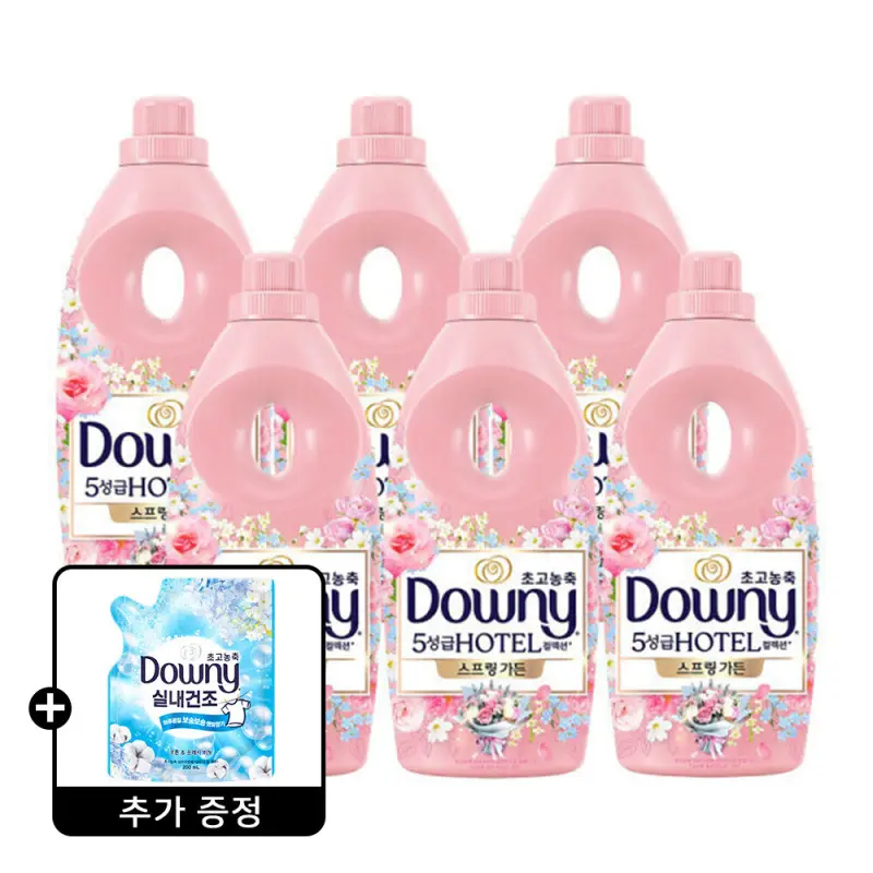 다우니 호텔컬렉션 섬유유연제 스프링 가든 1L 6개 +다우니 실내건조 코튼프레시 비누 200ml