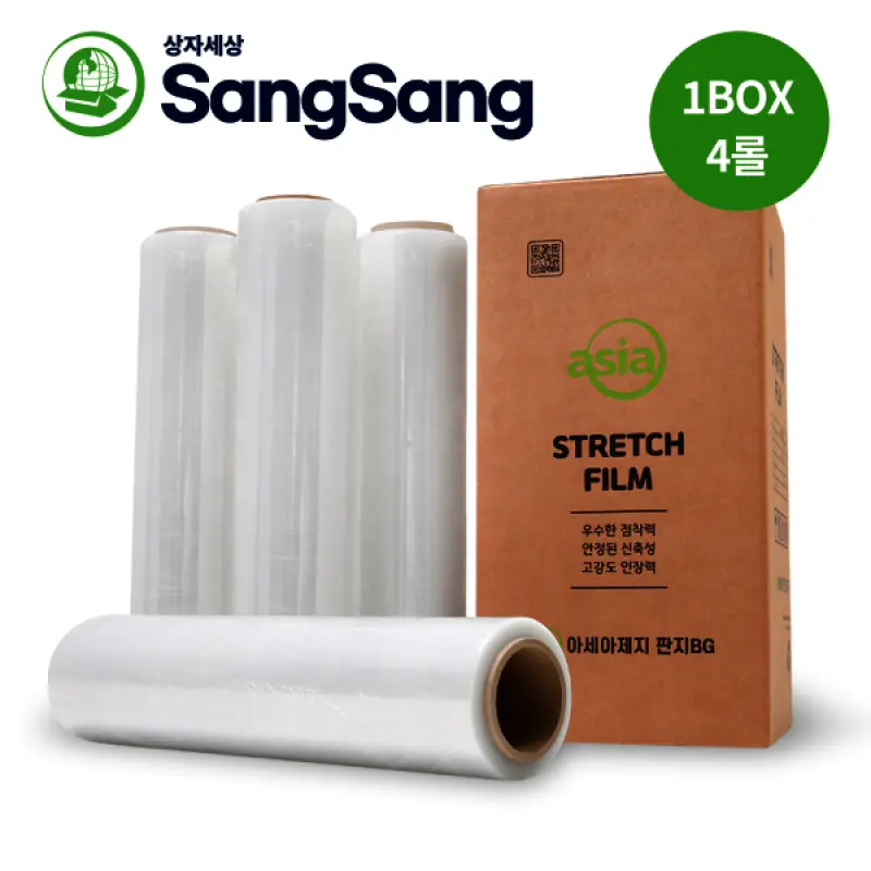 아세아 상자세상 스트레치필름 18micX500mmX350m 4개 투명 랩 포장 산업용 스타배송 스트레치필름 18MIC