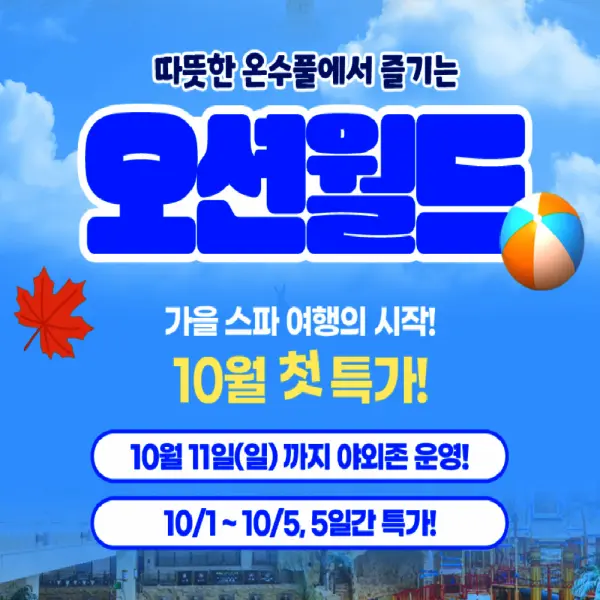 l월첫세일l 비발디파크 오션월드 워터파크 입장권/ 하이시즌/로우시즌/ 종일권 오션월드