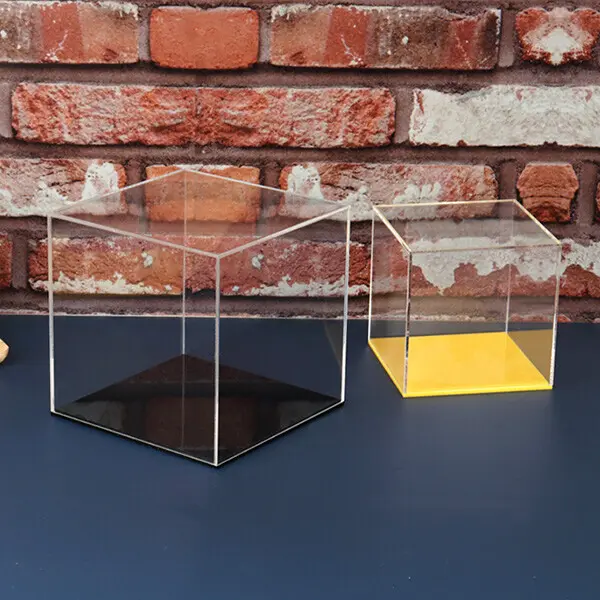 아크릴 전시케이스 보관함 피규어 투명 진열대 200x200x200mm 3T 받침대 검정