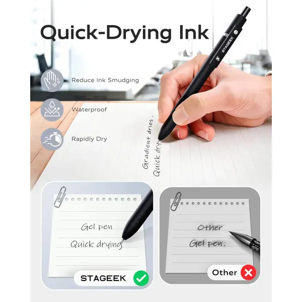 STAGEEK 스테이지크 젤 펜 6개입+리필3개 포함 GX3 0.7mm 블랙/그레이/화이트