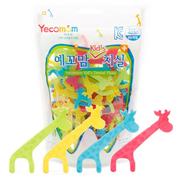 예꼬맘 어린이 치실 지퍼백 80p x 3개 / 손잡이Y형 유아 키즈 초등학생 첫치실