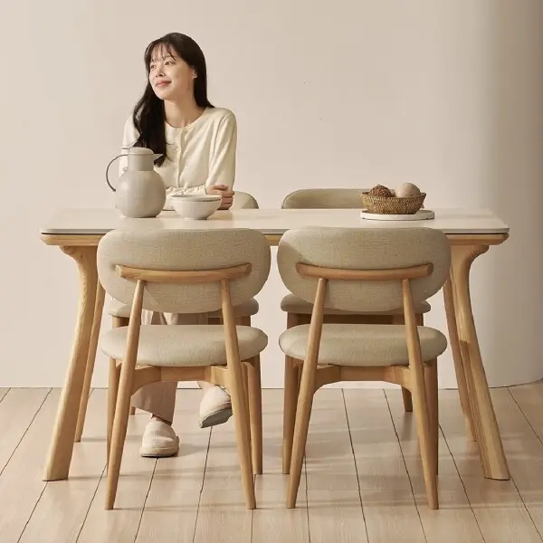(한샘몰pick) 노르딕 원목 포세린 양면세라믹 1400 4인용 식탁세트 (의자4)