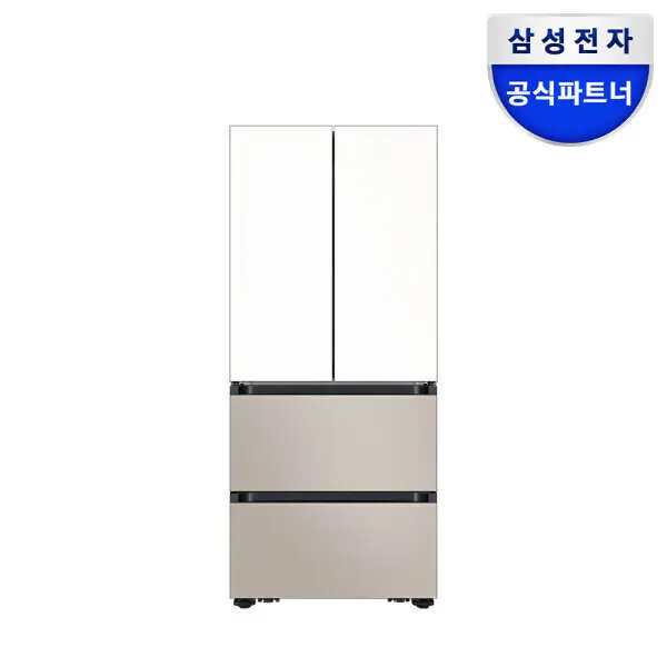 혜택가193만)삼성 키친핏 김치냉장고 4도어 420L RK70F42M2ZG 화이트+베이지 가구장맞춤