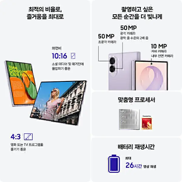 갤럭시 Z폴드8 256GB 자급제 체감202만ㅣ꼭멤버십 적립ㅣ최대16개월무이자할부