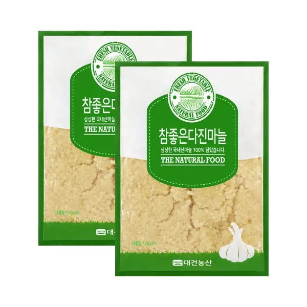 루이푸드 참좋은 다진마늘 꼭지제거 2KG (1KG x 2개) / 국내산 간마늘 난지형 대서마늘 (13,920원/무료)