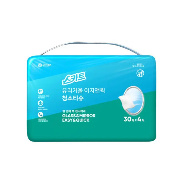 [스카트]스카트 유리거울 이지앤퀵 청소티슈 번들 30매X4입 (쿠폰가 8,810원/무료)