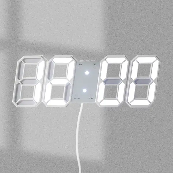 스마트 LED 리모컨 디지털 벽시계 화이트+화이트