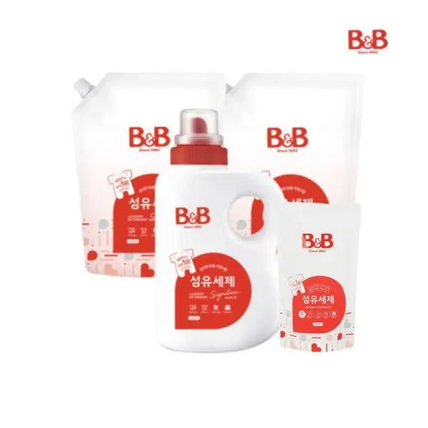 [비앤비]증정 유아 섬유 세탁세제 시그니처 용기 1500ml 1개 + 리필 1500ml 2개 (+세제800ml증정) (24,200원/무료)