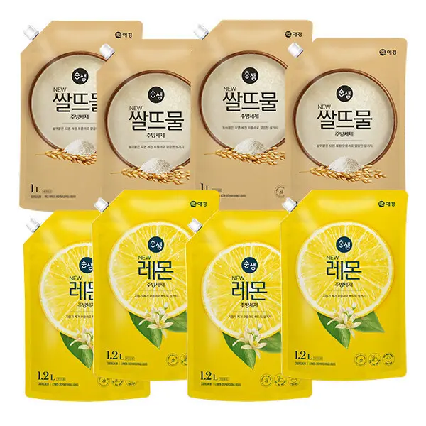 [순샘]순샘 레몬/쌀뜨물 주방세제 2종 1.2L 4개 (쿠폰가 8,900원/무료)