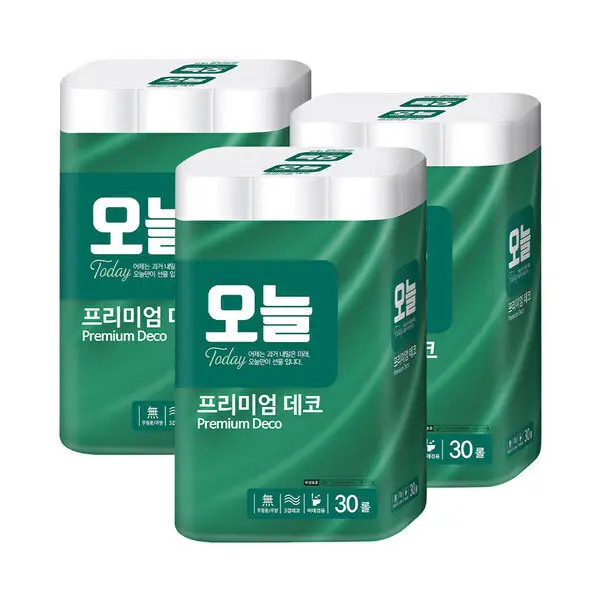 오늘 무형광 3겹 30M 30롤 3개 화장지 휴지 롤휴지