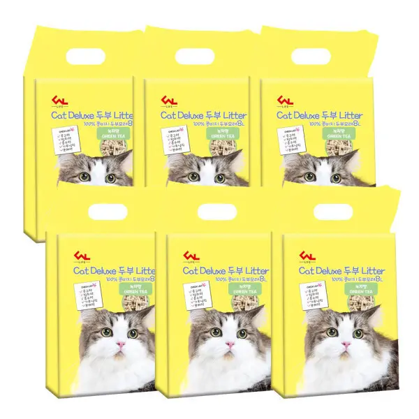 프리미엄 고양이 두부모래 녹차향 7Lx6개 (8L로 제품으로 출고됩니다. 1.5mm 극세사입자 고운입자)