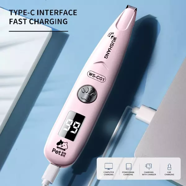 애완견 전기 그루머 트리머 LED 라이트 방수 애완동물 발털 트리머 저소음 고양이 개 얼굴 발 귀 힙 발...