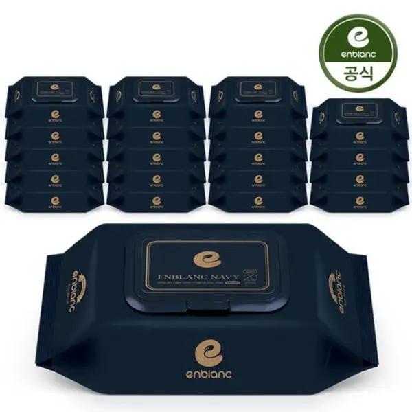 [앙블랑]앙블랑 물티슈 82평량 세이프 네이비 휴대캡형 20매X20팩 (쿠폰가 15,340원/무료)