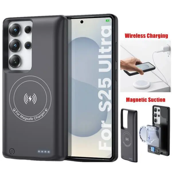 갤럭시 S22 S23 S24 S25 S26 울트라 플러스용 10000mAh 무선 충전 보조배터리 케이스 휴대용 파워 뱅크 커