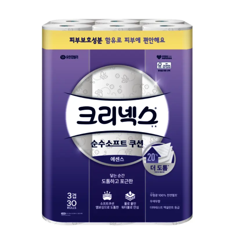 크리넥스 3겹 순수소프트쿠션 에센스 30mx30롤